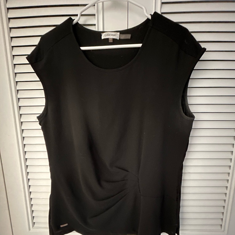 Calvin Klein Black Dress Blouse Pre-Owned Size M
